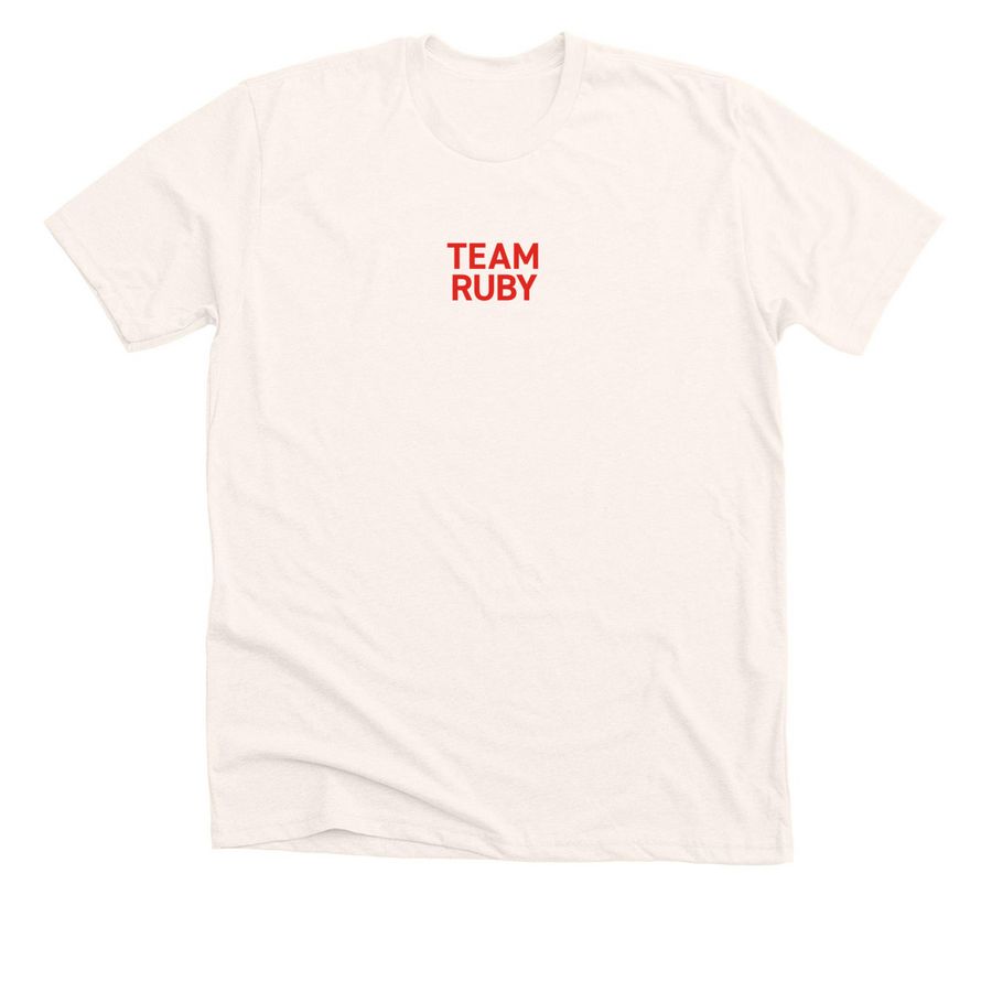 Team Ruby, a Heather Natural Premium Unisex Tee
