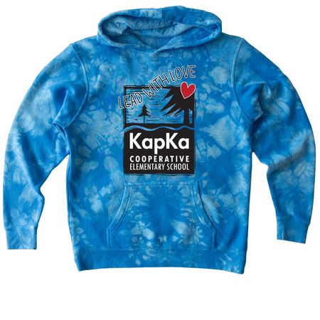 Lead With Love, a Aqua Blue Youth Tie Dye Pullover Hoodie