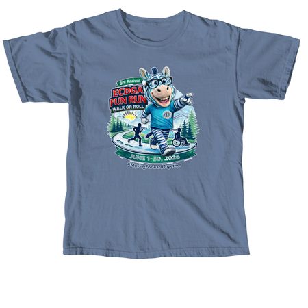 2026 Fun Run, Walk or Roll T Shirt, a Blue Jean Comfort Colors Unisex Tee