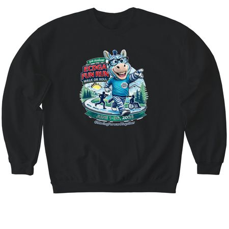 2026 Fun Run, Walk or Roll T Shirt, a Black Softstyle Crewneck Sweatshirt