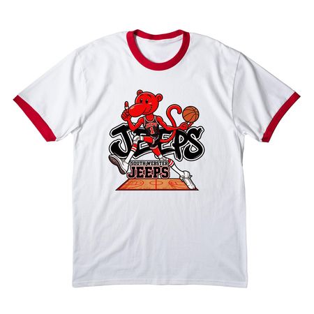 South Webster Basketball, a White/ Red Cotton Ringer Tee