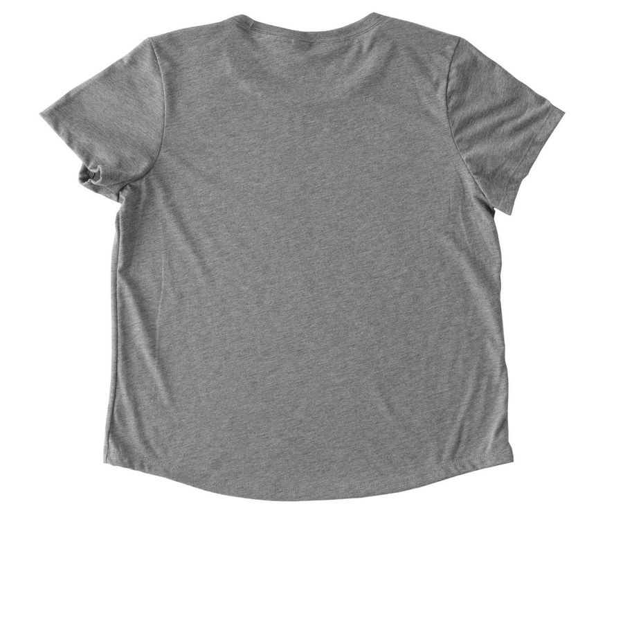 Page, a Aluminum Grey Allmade Eco Triblend Women?s Scoop Neck Tee (back-view)