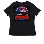 Rockin R Epic 4th Of July, a Black Women's Relaxed V-Neck Tee (back-view)