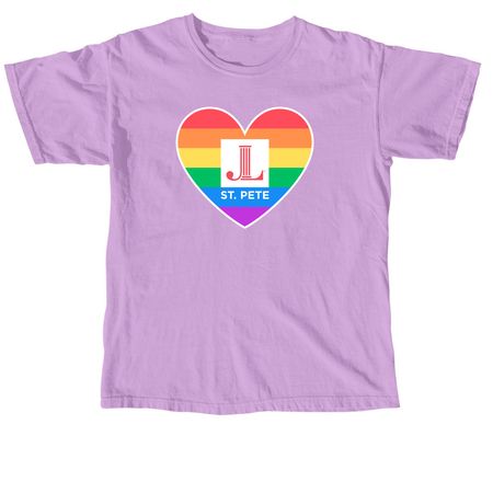 JLSP Rainbow Pride Tee (2-Sided Print), a Neon Violet Comfort Colors Unisex Tee